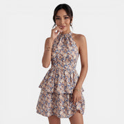 Boho Floral Halter Mini Dress