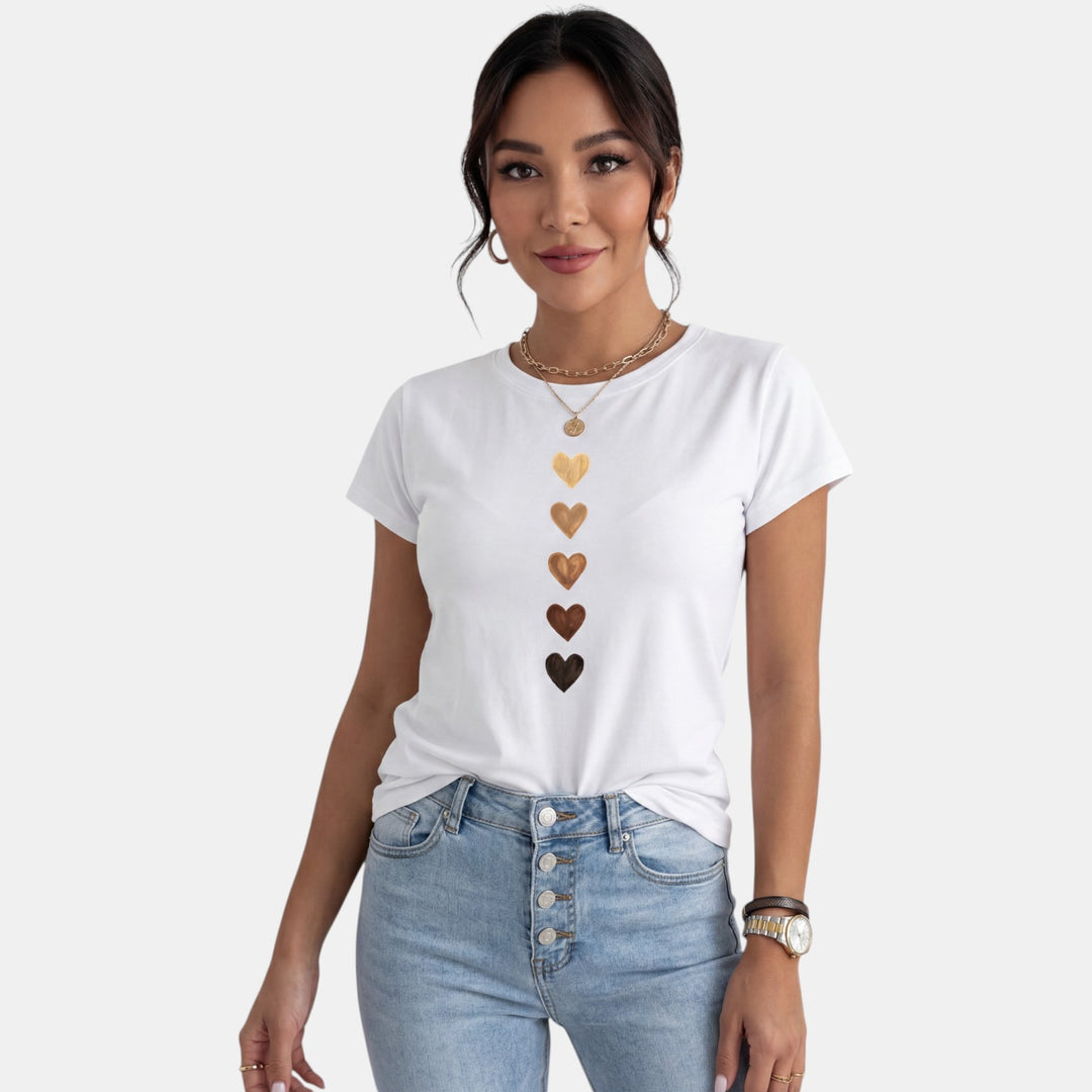 Camiseta Blanca Mujer Estampada Verano