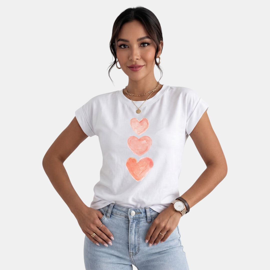 Camiseta Mujer Estampada Cuello Redondo