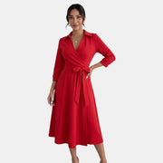 Women's Deep V-Neck Midi Dress