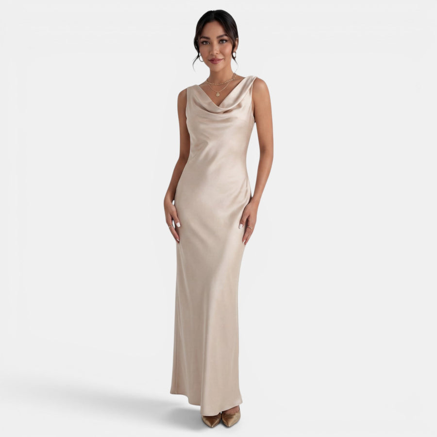 Vestido Largo Satinado Mujer Elegante