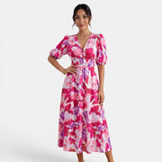 Women's V-Neck Floral Midi Dress