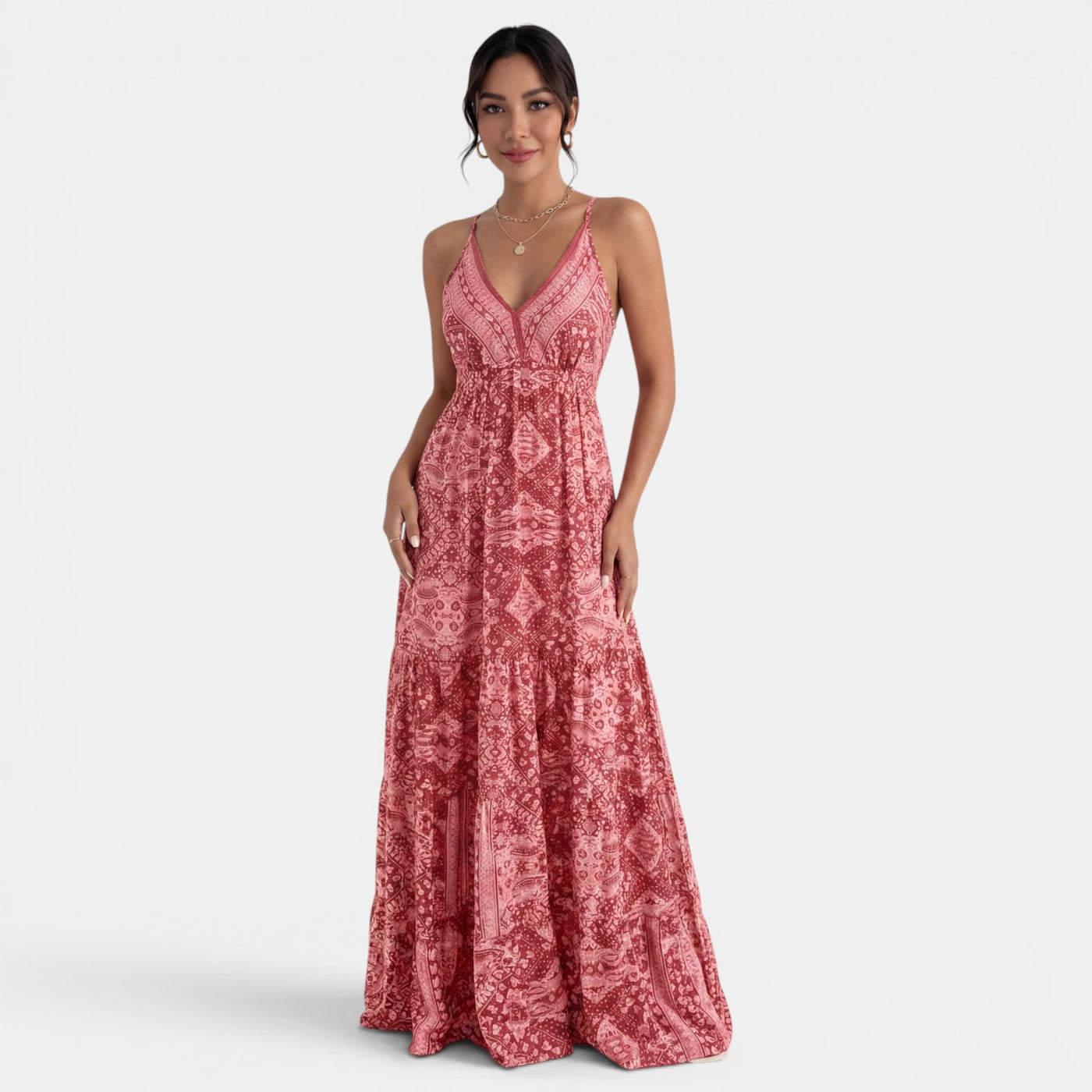 Women's Summer Boho Maxi Dress with Straps