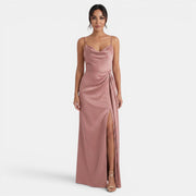 Women's Long Bridesmaid Satin Dress