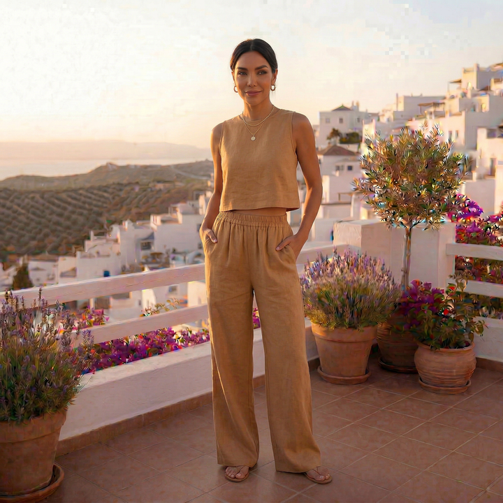 Conjunto Verano Mujer sin Mangas y Pantalón Holgado