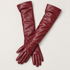 Women's Long Faux Leather Gloves - Touchscreen, 20 Inch Opera Length