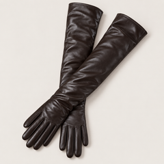 Women's Long Faux Leather Gloves - Touchscreen, 20 Inch Opera Length
