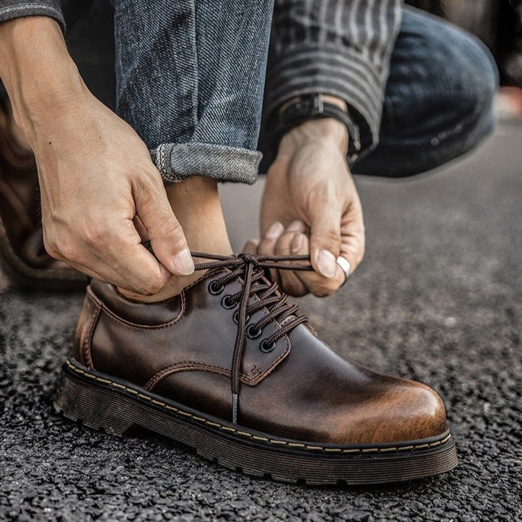 Zapatos Oxford Hombre en Piel Negra con Cordones