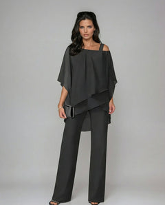 Women's Flowy 2-Piece Set - Top and Wide Leg Pants