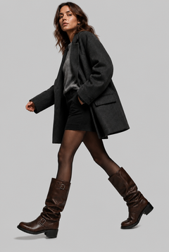 Botas Biker Mujer Slouchy con Doble Hebilla