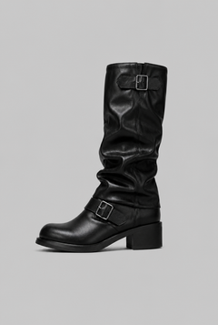 Botas Biker Mujer Slouchy con Doble Hebilla