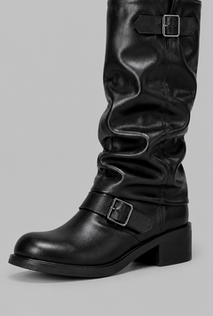 Botas Biker Mujer Slouchy con Doble Hebilla