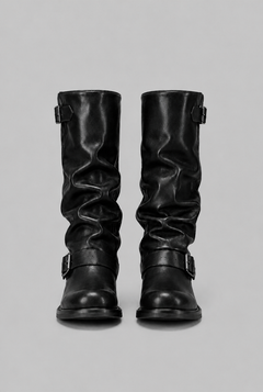 Botas Biker Mujer Slouchy con Doble Hebilla