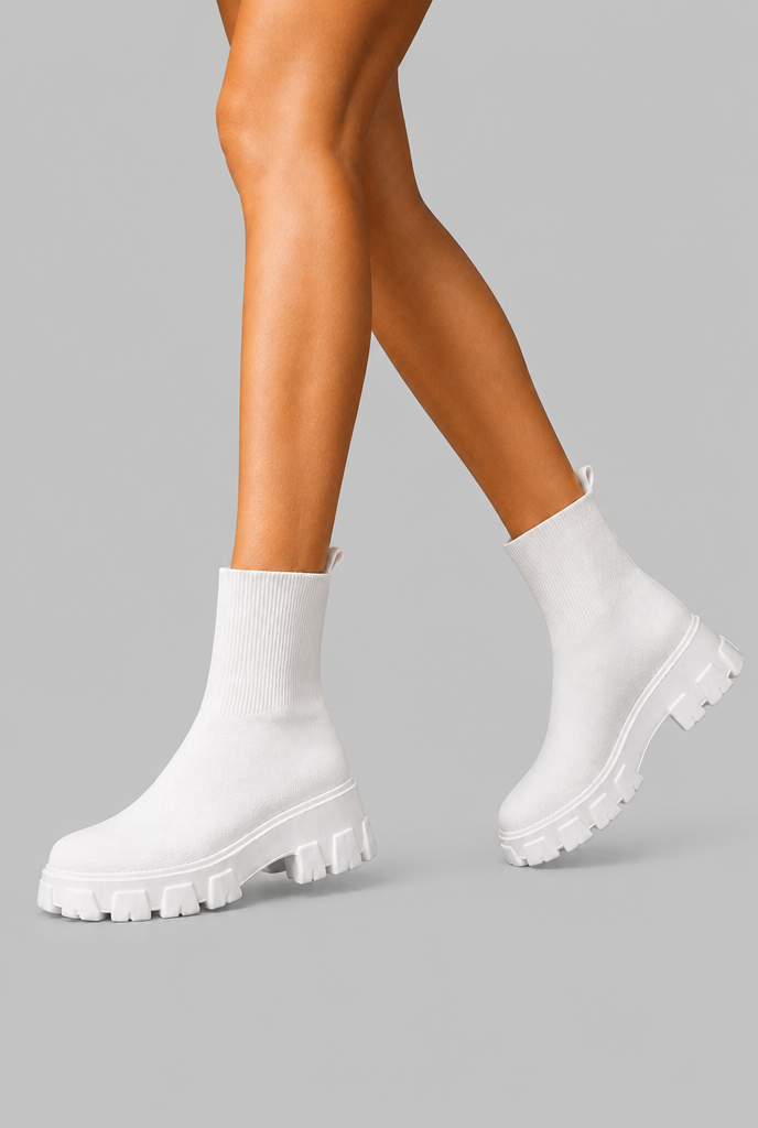 Women's Stretch Sock Boots - Chunky Platform Sole