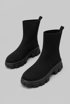 Women's Stretch Sock Boots - Chunky Platform Sole