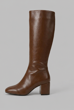 Botas Mujer Altas de Piel Lisas Tacón Ancho