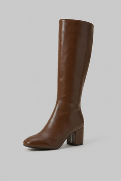Botas Mujer Altas de Piel Lisas Tacón Ancho