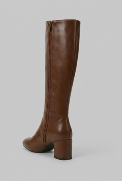 Botas Mujer Altas de Piel Lisas Tacón Ancho