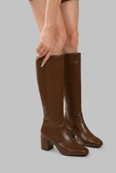 Botas Mujer Altas de Piel Lisas Tacón Ancho