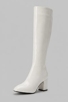 Botas Mujer Altas de Piel Lisas Tacón Ancho
