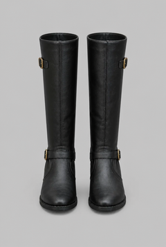 Botas Mujer Ecuestres Altas Efecto Piel con Hebillas