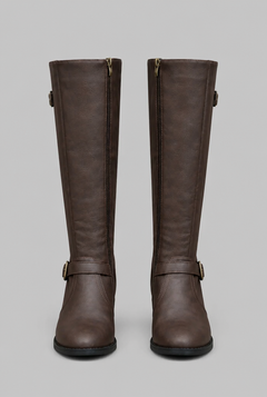 Botas Mujer Ecuestres Altas Efecto Piel con Hebillas