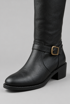 Botas Mujer Ecuestres Altas Efecto Piel con Hebillas