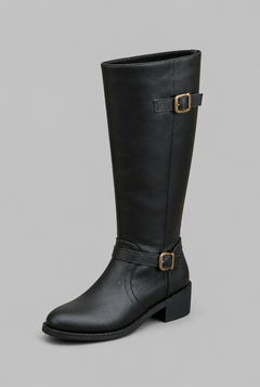 Botas Mujer Ecuestres Altas Efecto Piel con Hebillas