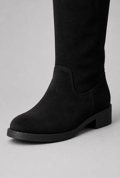 Botas Mujer Altas de Ante Ajustadas con Botones Dorados