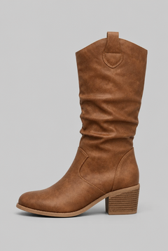 Botas Camperas Mujer Slouchy de Piel con Costuras Western