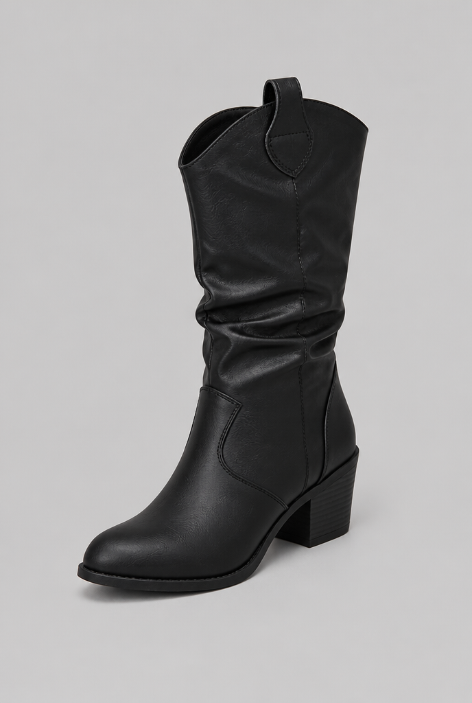 Botas Camperas Mujer Slouchy de Piel con Costuras Western