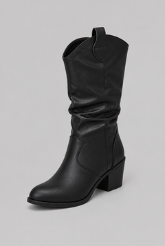Botas Camperas Mujer Slouchy de Piel con Costuras Western