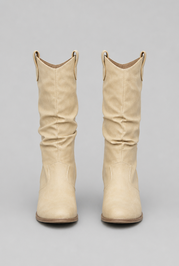 Botas Camperas Mujer Slouchy de Piel con Costuras Western