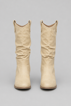 Botas Camperas Mujer Slouchy de Piel con Costuras Western