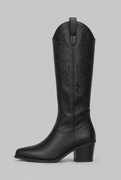 Botas Camperas Mujer Altas Bordado Integral Punta Fina