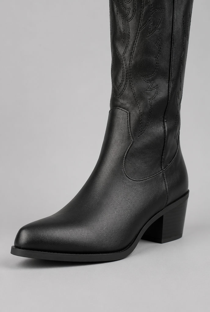 Botas Camperas Mujer Altas Bordado Integral Punta Fina