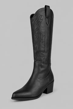 Botas Camperas Mujer Altas Bordado Integral Punta Fina