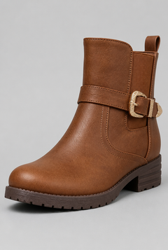 Botines Mujer de Piel con Hebilla y Elásticos Laterales