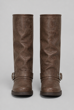 Botas Mujer Slouchy con Hebilla Efecto Piel Suela Track