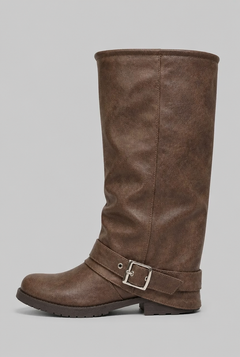 Botas Mujer Slouchy con Hebilla Efecto Piel Suela Track