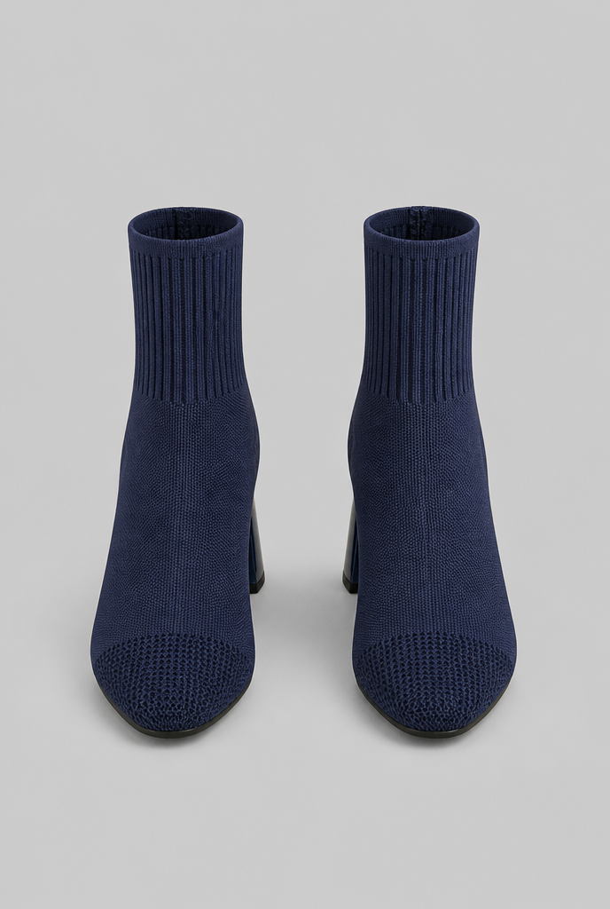 Women's Knit Sock Boots - Patent Leather Block Heel