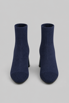 Women's Knit Sock Boots - Patent Leather Block Heel