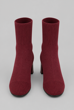Women's Knit Sock Boots - Patent Leather Block Heel