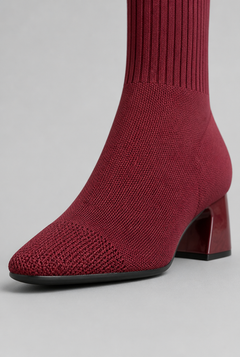 Women's Knit Sock Boots - Patent Leather Block Heel