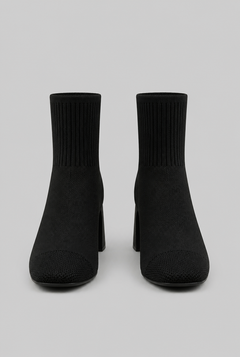 Women's Knit Sock Boots - Patent Leather Block Heel