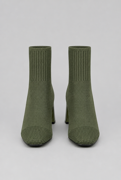 Women's Knit Sock Boots - Patent Leather Block Heel
