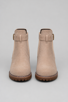 Women's Suede Ankle Boots - Buckle, Lug Sole