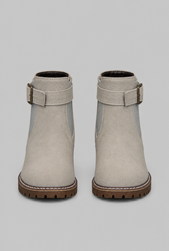Women's Suede Ankle Boots - Buckle, Lug Sole