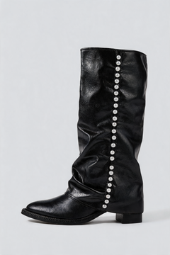 Botas Mujer Altas Efecto Piel con Perlas Estilo Slouchy