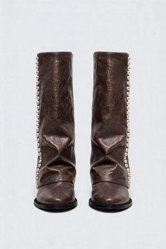 Botas Mujer Altas Efecto Piel con Perlas Estilo Slouchy